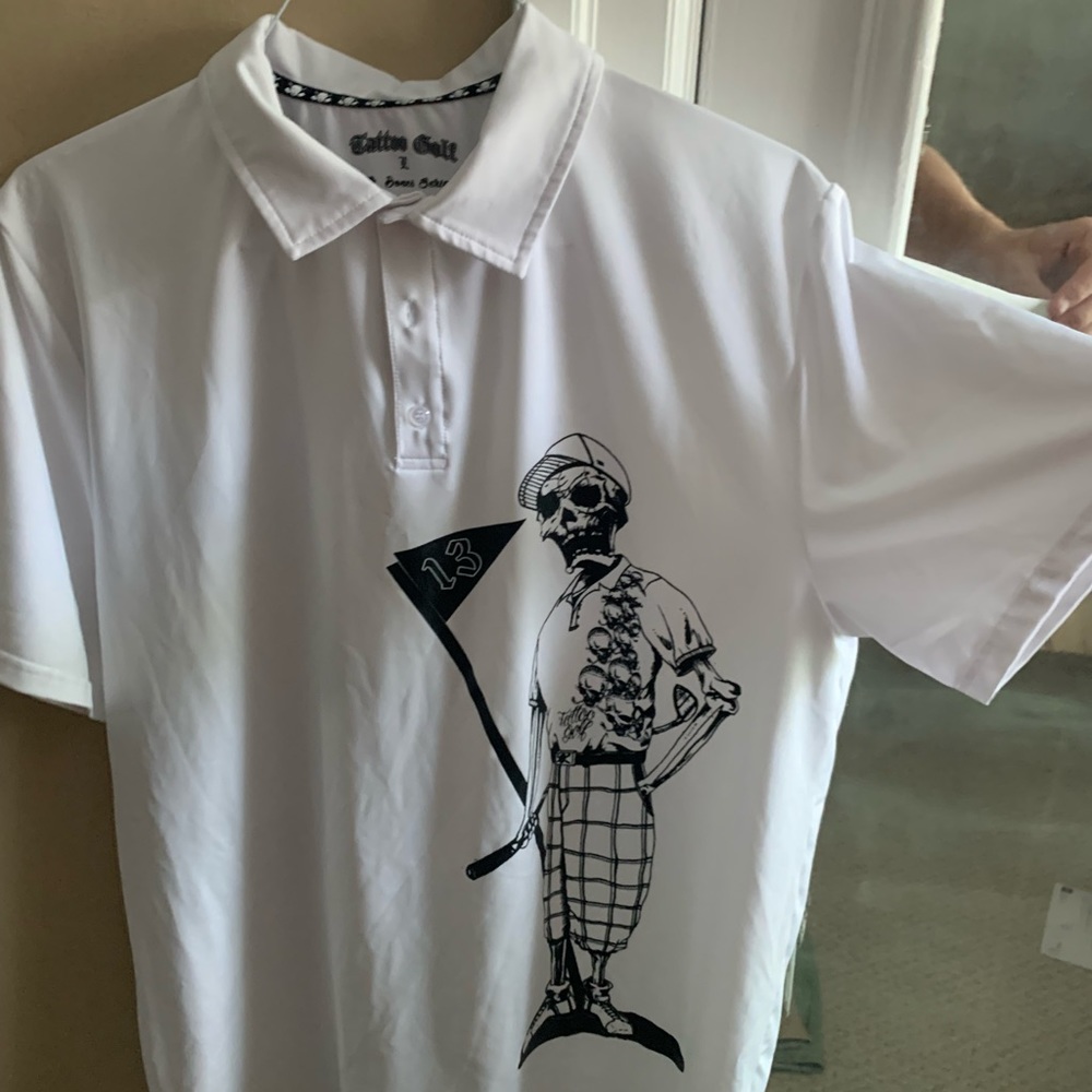 White Tattoo Golf Shirt